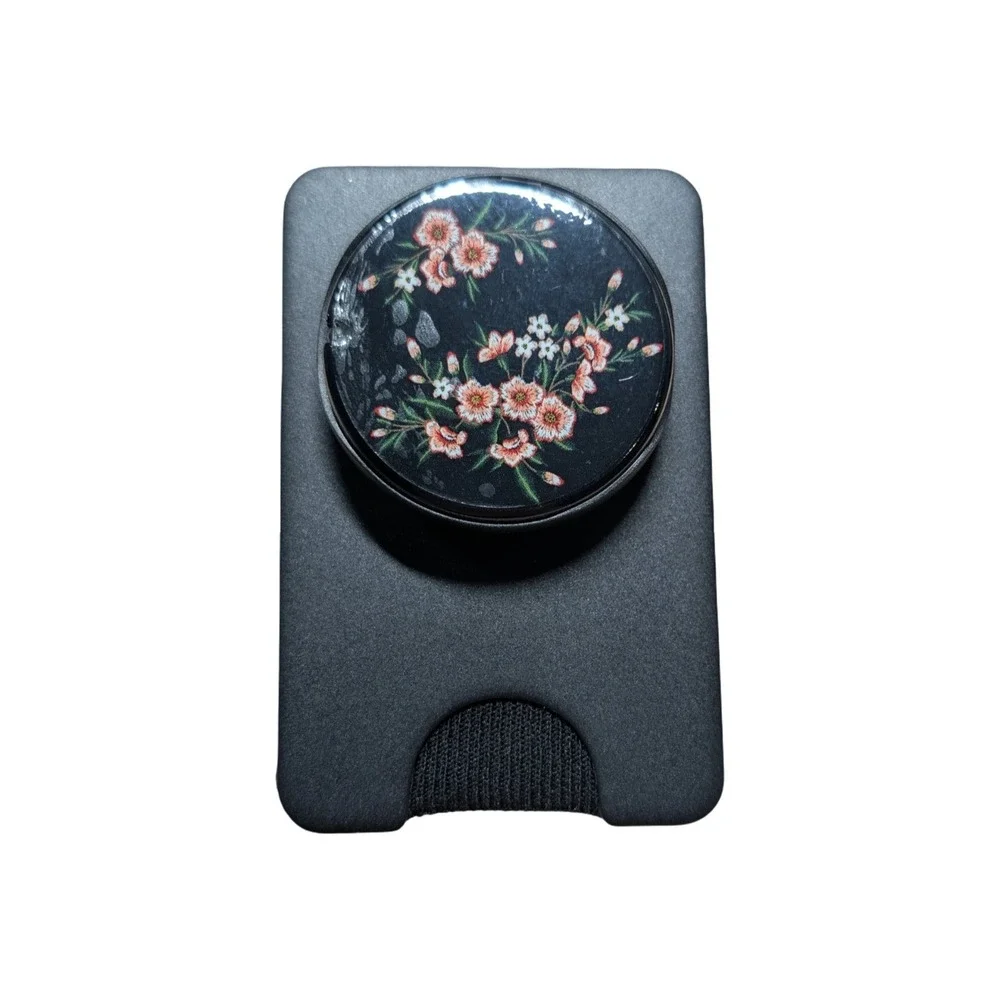 6-R PopSockets Magsafe Kick-out PopWallet Grip - Popmirror Top - Black Floral